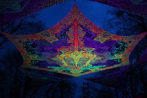 UV Psychedelic Ceiling Decoration - Trishul Shiva