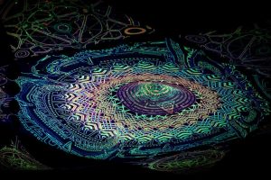 UV-Reactive Psychedelic Canopy Stage Design Flower Of Life & Metatron