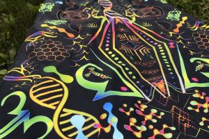 UV-Reactive Psychedelic Hexagon Long Canopy